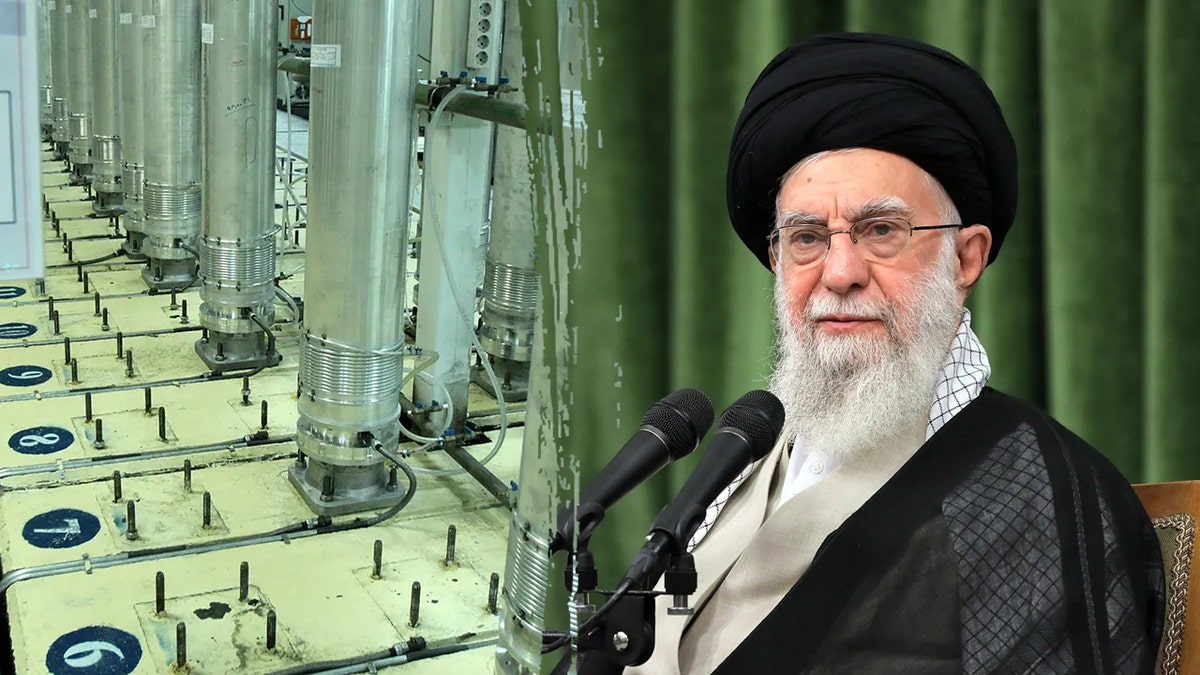 Iranian Supreme Leader Ayatollah Khamenei alongside a look inside a Uranium plant