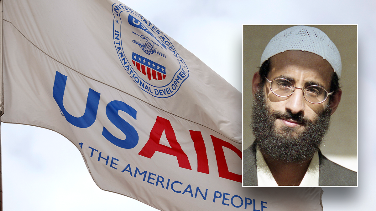 Anwar Al-Awlaki and USAID flag