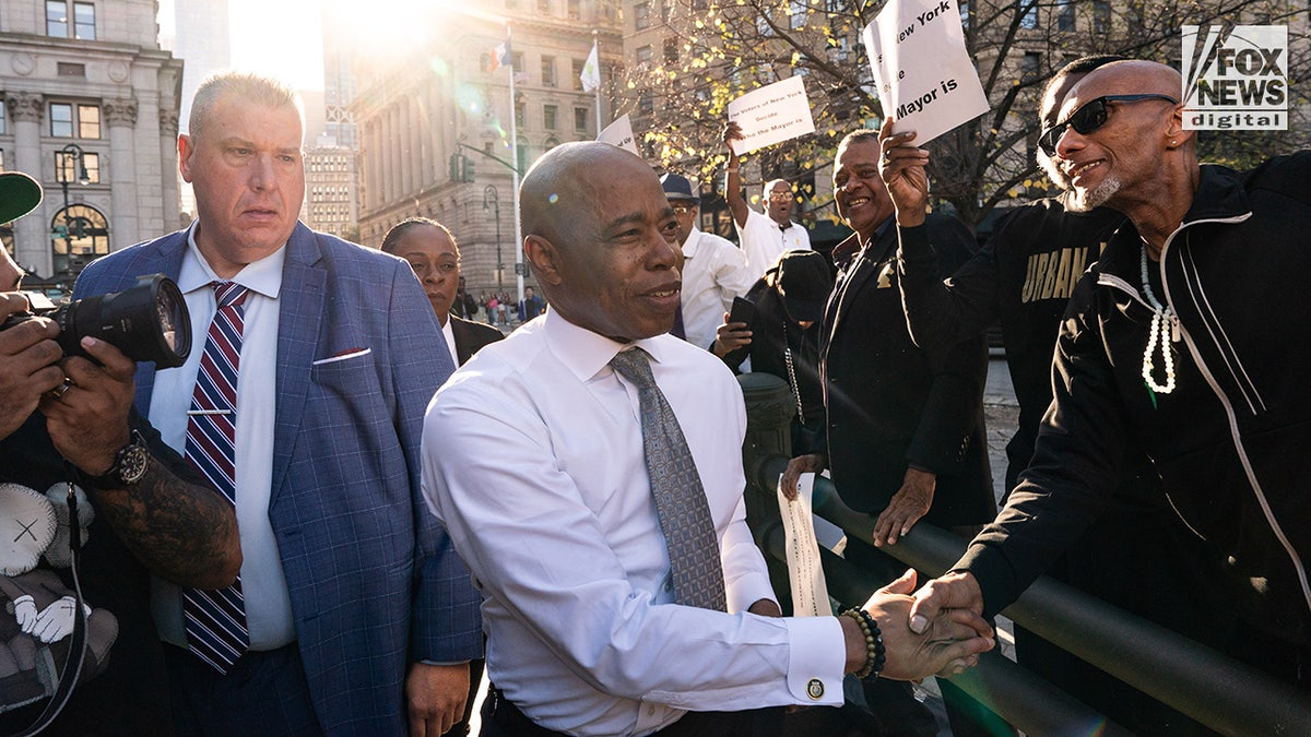 New York City Mayor Eric Adams departs Thurgood Marshall United States Courthouse in New York City