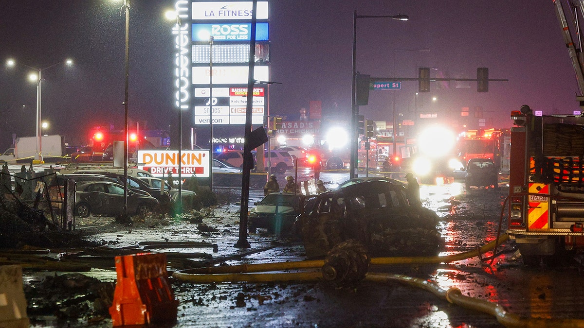 Philadelphia plane crash scene night time