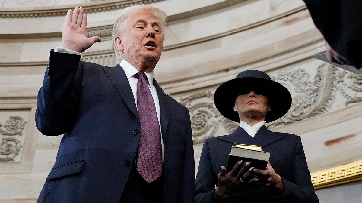 President Donald Trump getting sworn in