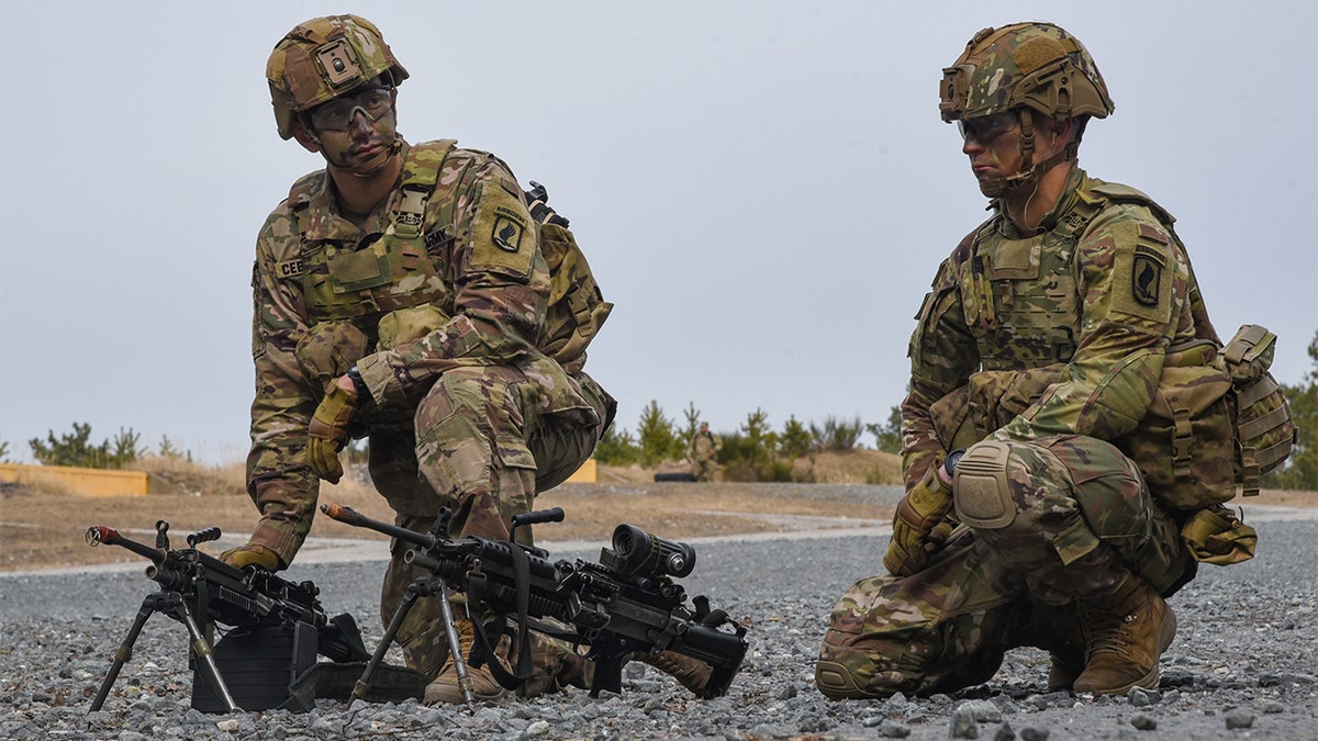 U.S. Army paratroopers, assigned to B Company, 1st Battalion, 503rd Infantry Regiment, 173rd Airborne Brigade, prepare for a blank fire exercise at the 7th Army Training Command’s Grafenwoehr Training Area, Germany, March 15, 2022. (U.S. Army photo by Markus Rauchenberger)